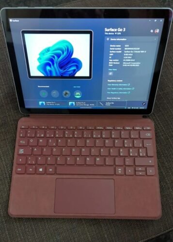 Microsoft Surface Go 3 Ordinateur Portable (Windows 11, écran 10.5”, 8Go RAM, 128Go SSD, Intel Pentium Gold, WiFi, Platine)