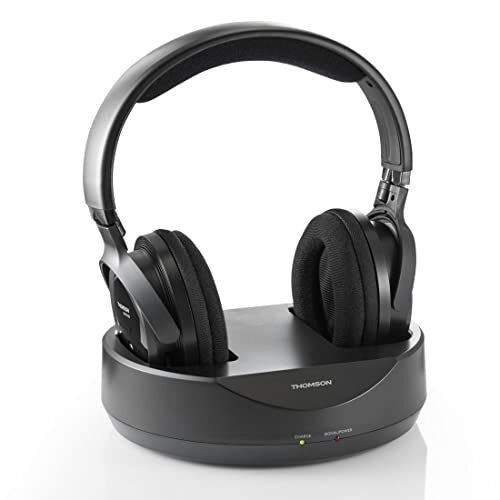 Thomson Casque sans fil TV “WHP3001BK” (Over-Ear, avec station de recharge système, PLL, portée 100 m, 863 MHz, sans fil)